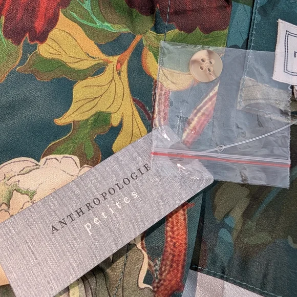 NWT Maeve Mona Silky Maxi Shirt Dress | L Petite | Teal Floral Multicolor Spring - Picture 12 of 15